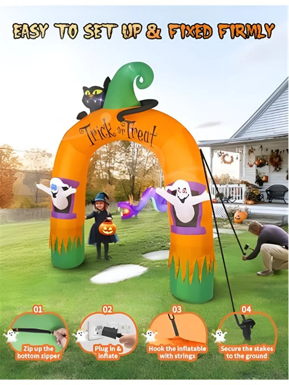 10FT Large Halloween Inflatable Archway Decoration, Halloween Blow Up Lighted